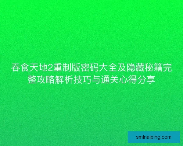 吞食天地2重制版密码大全及隐藏秘籍完整攻略解析技巧与通关心得分享