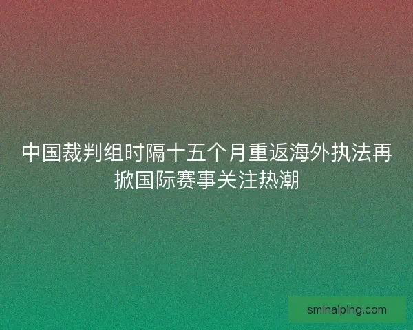 中国裁判组时隔十五个月重返海外执法再掀国际赛事关注热潮